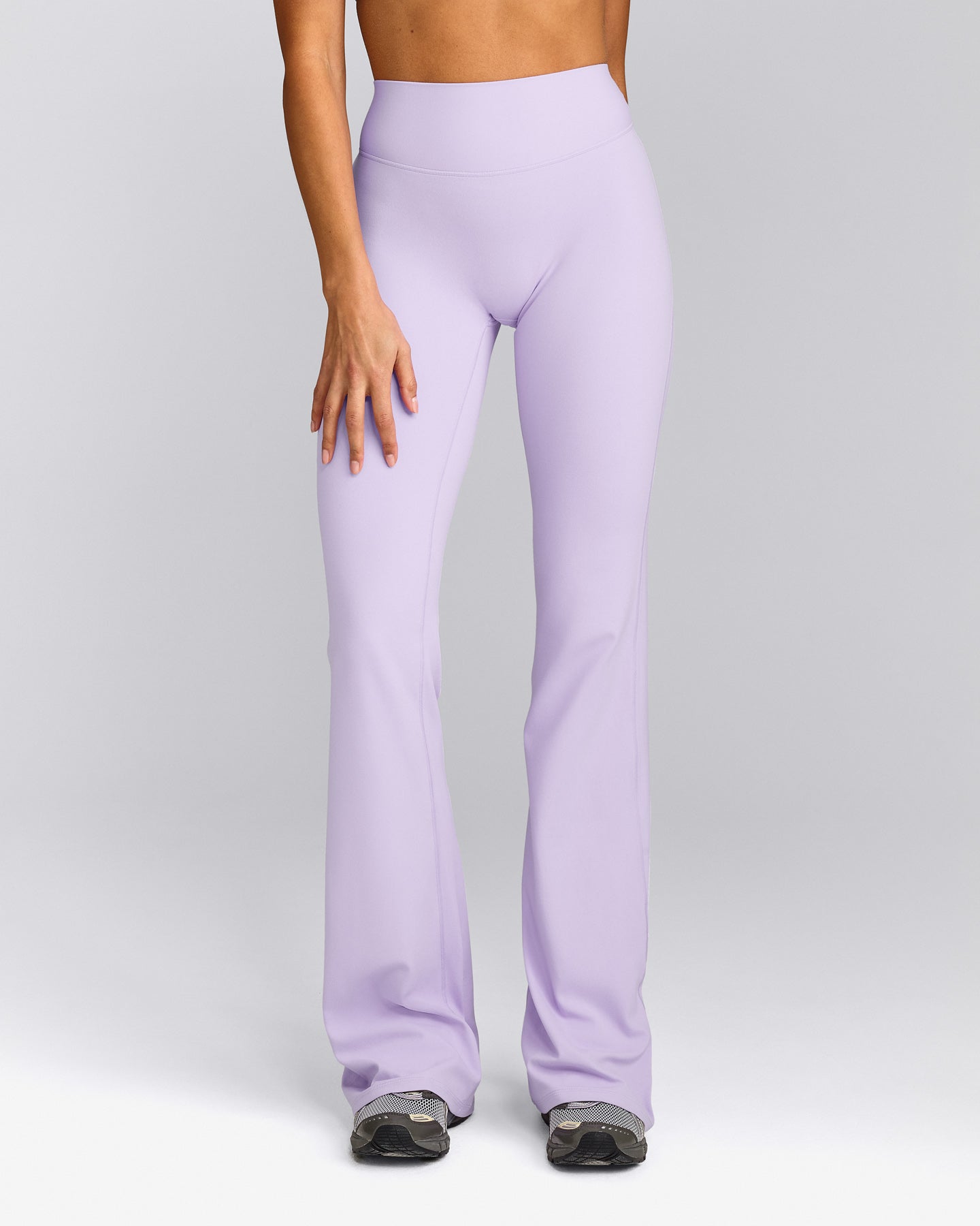 SoftMotion™ Flared Pants with Grey Logo | Lavender Purple