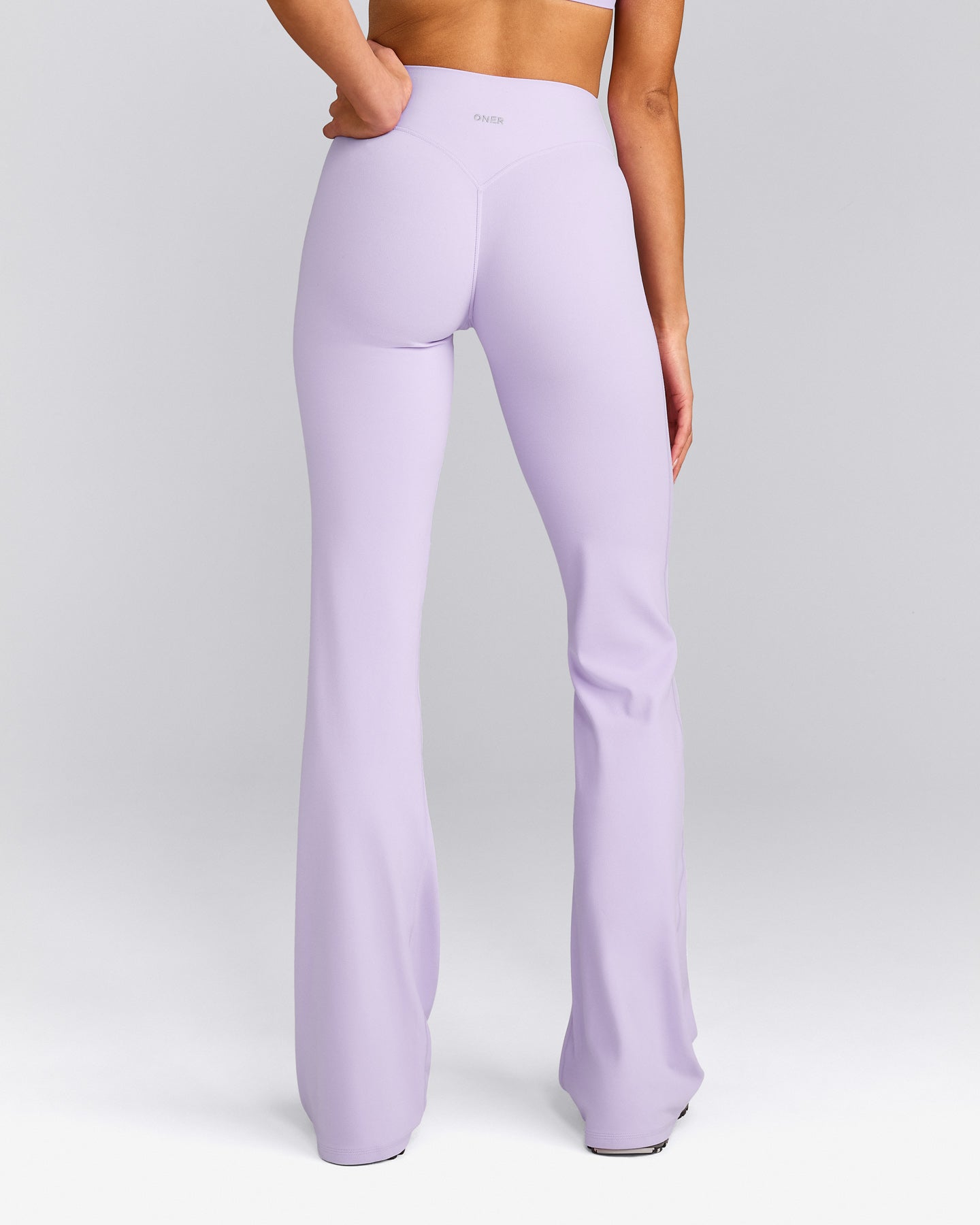 SoftMotion™ Flared Pants with Grey Logo | Lavender Purple