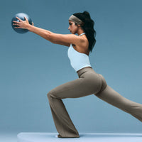 SoftMotion™ Flared Pants with Grey Logo | Minky