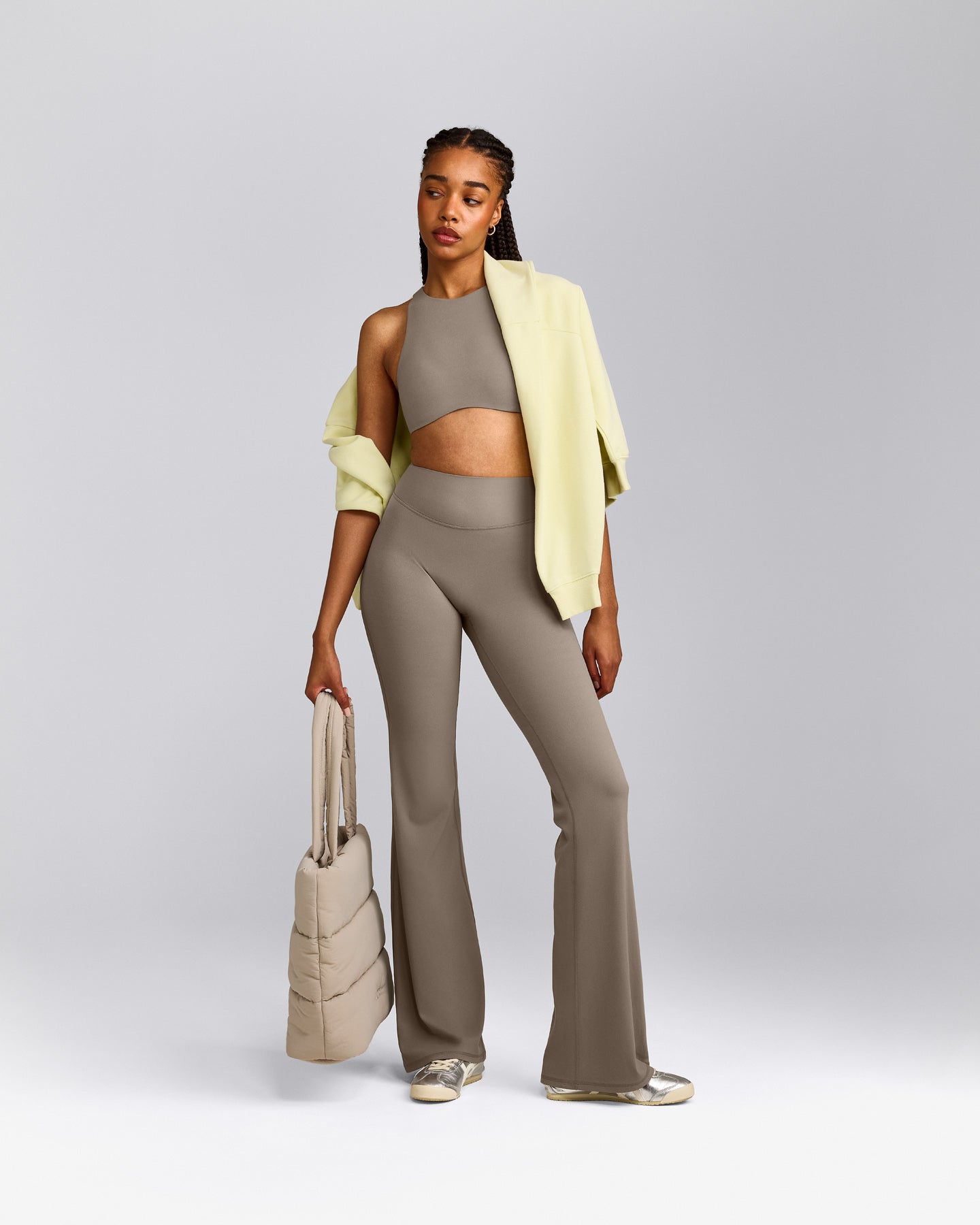 SoftMotion™ Flared Pants with Grey Logo | Minky