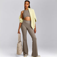 SoftMotion™ Flared Pants with Grey Logo | Minky