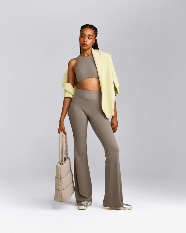 SoftMotion™ Flared Pants with Grey Logo | Minky