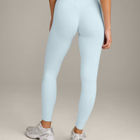 SoftMotion™ High Waisted Leggings with Grey Logo | Cloud Blue