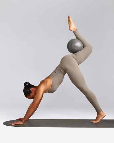 SoftMotion™ High Waisted Leggings with Grey Logo | Minky