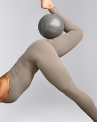 SoftMotion™ High Waisted Leggings with Grey Logo | Minky