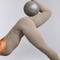 SoftMotion™ High Waisted Leggings with Grey Logo | Minky