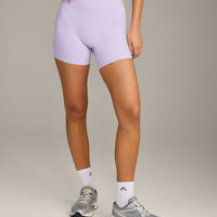 SoftMotion™ High Waisted Shorts 6" with Grey Logo | Lavender Purple