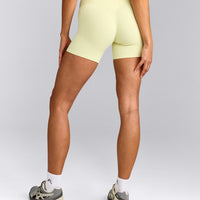 SoftMotion™ High Waisted Shorts 6" with Grey Logo | Pastel Yellow