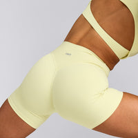 SoftMotion™ High Waisted Shorts 6" with Grey Logo | Pastel Yellow