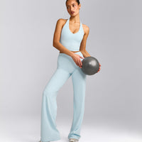 SoftMotion™ Straight Leg Bottoms with Grey Logo | Cloud Blue