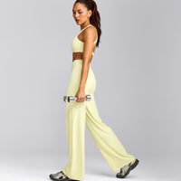 SoftMotion™ Straight Leg Bottoms with Grey Logo | Pastel Yellow