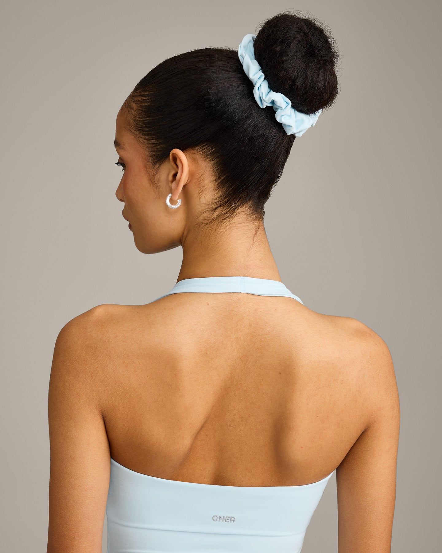 SoftMotion™ Scrunchie with Grey Logo | Cloud Blue
