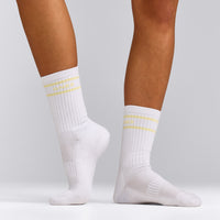 Varsity Stripe Long Crew Socks 1 Pack | Pastel Yellow