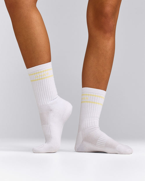 Varsity Stripe Long Crew Socks 1 Pack | Pastel Yellow