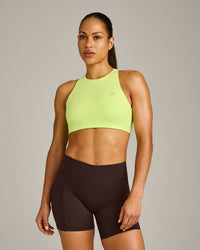 EasyLift™ High Neck Sports Bra with Grey Logo | Citrus Green