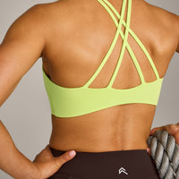 EasyLift™ High Neck Sports Bra with Grey Logo | Citrus Green