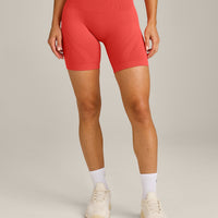 EnhanceLift™ Seamless Shorts with Grey Logo | Dark Charged Coral