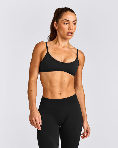 EnhanceLift™ Seamless Minimal Bralette with Grey Logo | Black