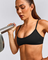EnhanceLift™ Seamless Minimal Bralette with Grey Logo | Black