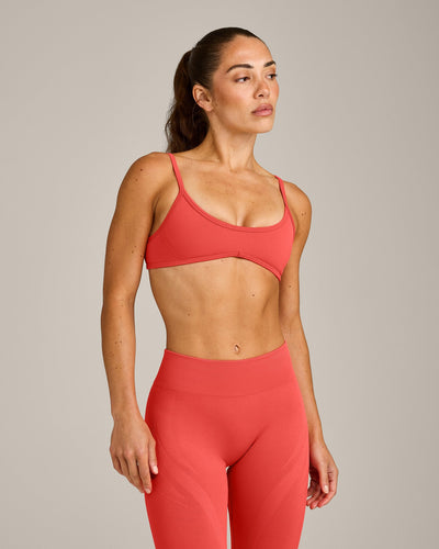 EnhanceLift™ Seamless Minimal Bralette with Grey Logo | Dark Charged Coral