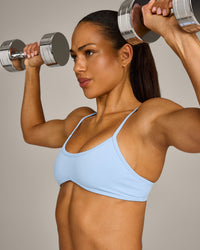 EnhanceLift™ Seamless Minimal Bralette with Grey Logo | Powdered Blue