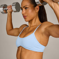 EnhanceLift™ Seamless Minimal Bralette with Grey Logo | Powdered Blue