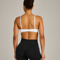 EnhanceLift™ Seamless Minimal Bralette with Grey Logo | White