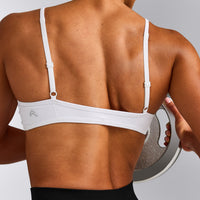 EnhanceLift™ Seamless Minimal Bralette with Grey Logo | White