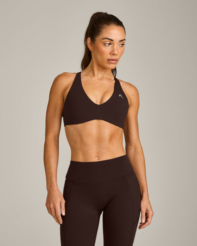 UnifiedMove™ Cross Back Sports Bra with Reflective Logo | 70% Cocoa