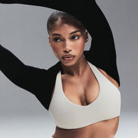SoftMotion™ Bralette with Grey Logo | Oatmeal