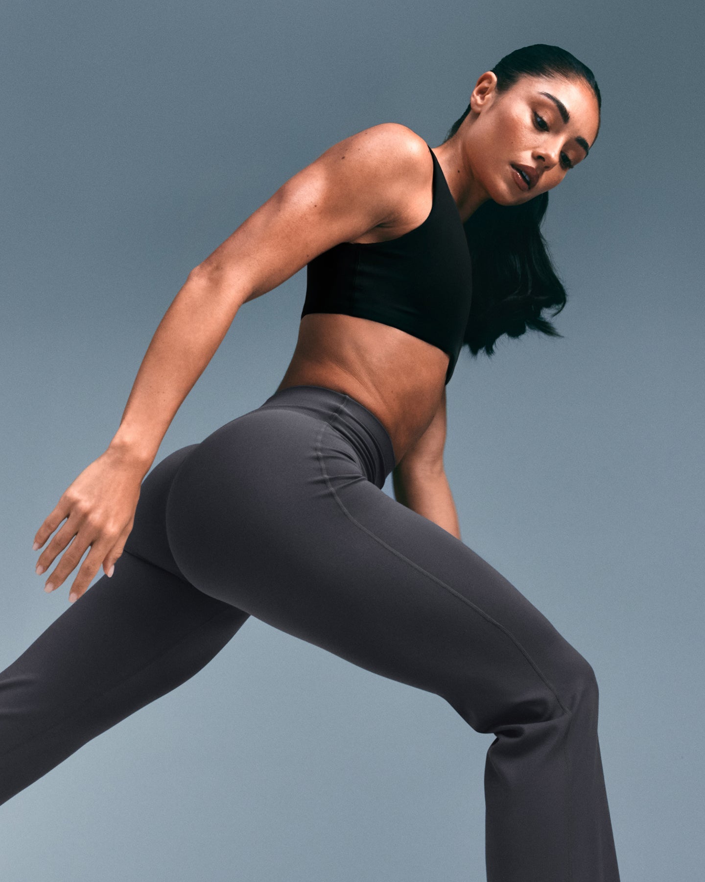 SoftMotion™ Flared Pants with Grey Logo | Ash Grey