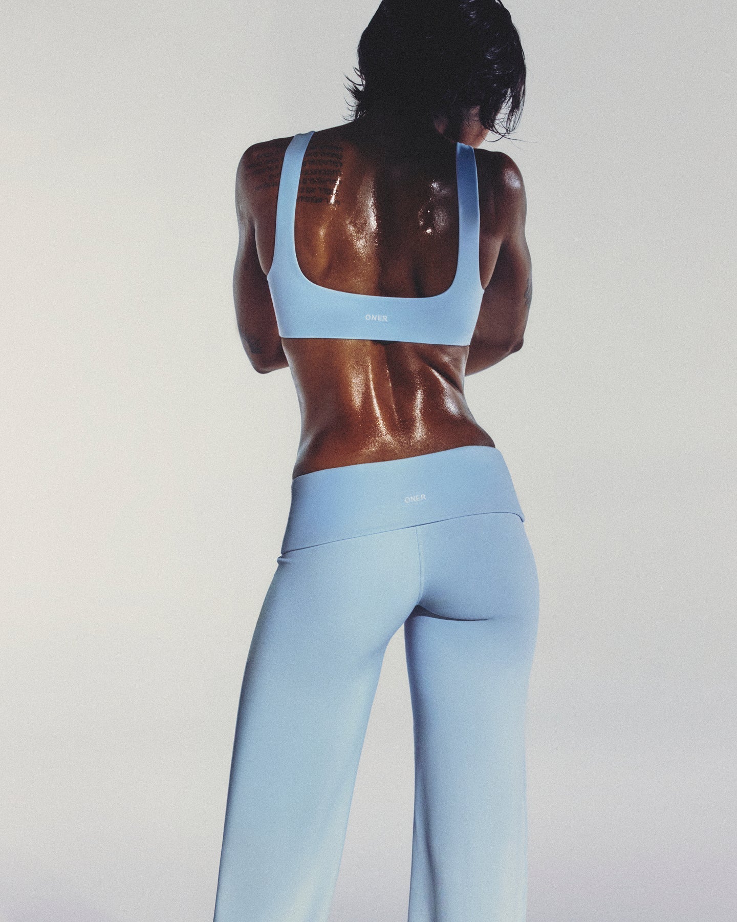 SoftMotion™ Fold Over Mid Rise Straight Leg Pants | Mist Blue