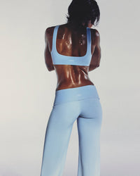 SoftMotion™ Fold Over Mid Rise Straight Leg Pants | Mist Blue