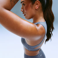 SoftMotion™ High Neck Sports Bra | Granite Blue