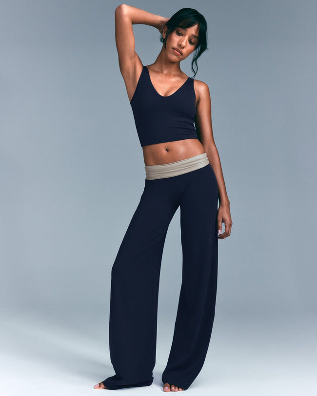 SoftMotion™ Straight Leg Bottoms with Grey Logo | True Blue