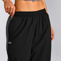 Oversized Contrast Piped Woven Straight Leg Track Bottoms | Black