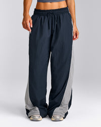 Oversized Contrast Piped Woven Straight Leg Track Bottoms | True Blue