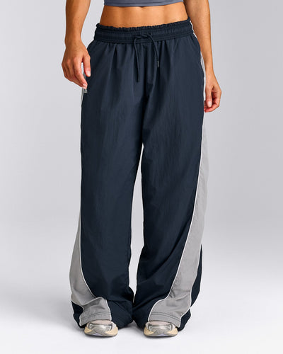 Oversized Contrast Piped Woven Straight Leg Track Bottoms | True Blue