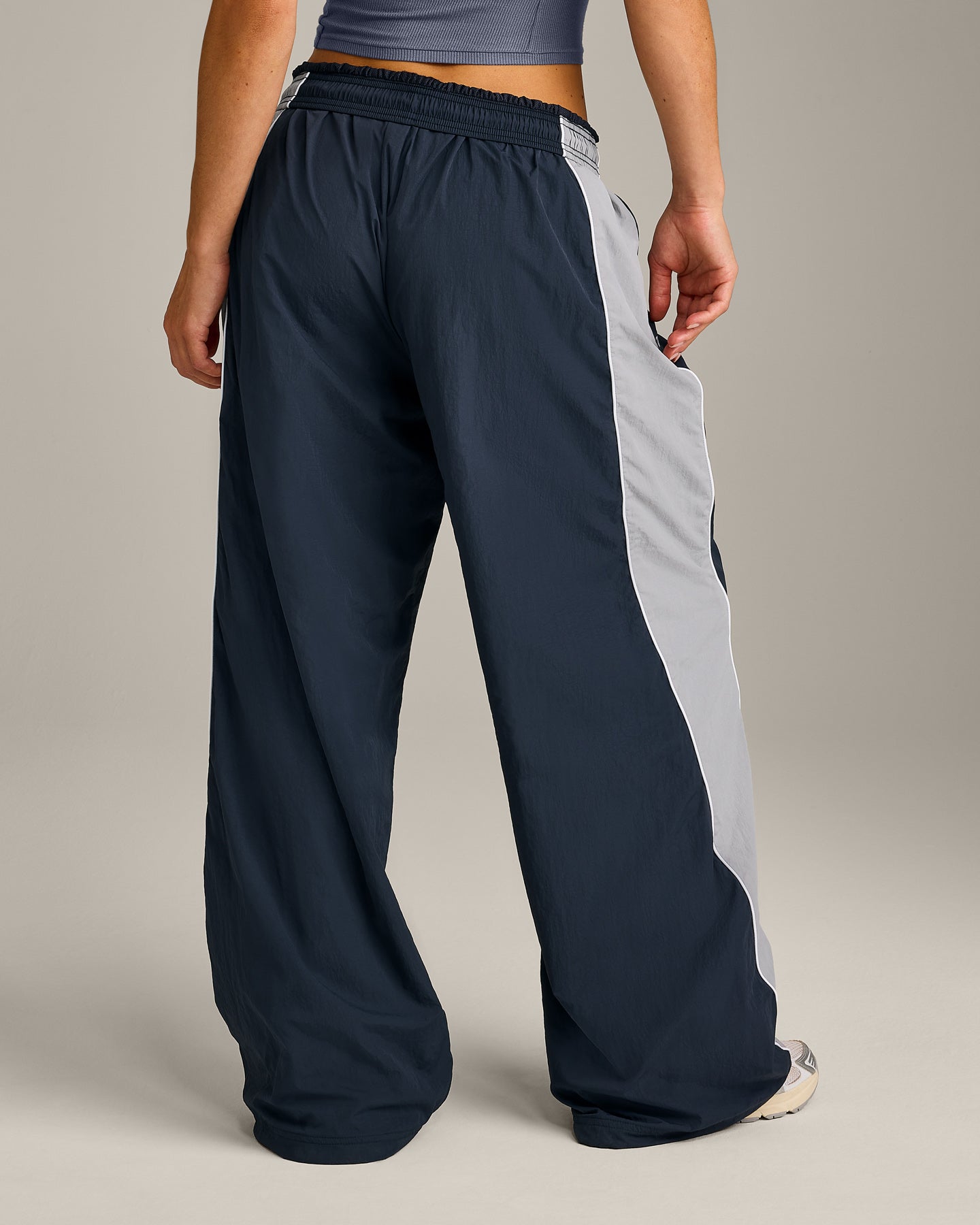 Oversized Contrast Piped Woven Straight Leg Track Bottoms | True Blue