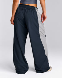 Oversized Contrast Piped Woven Straight Leg Track Bottoms | True Blue