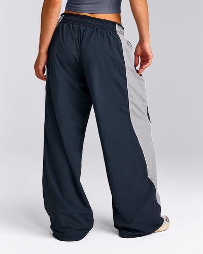 Oversized Contrast Piped Woven Straight Leg Track Bottoms | True Blue