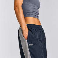 Oversized Contrast Piped Woven Straight Leg Track Bottoms | True Blue