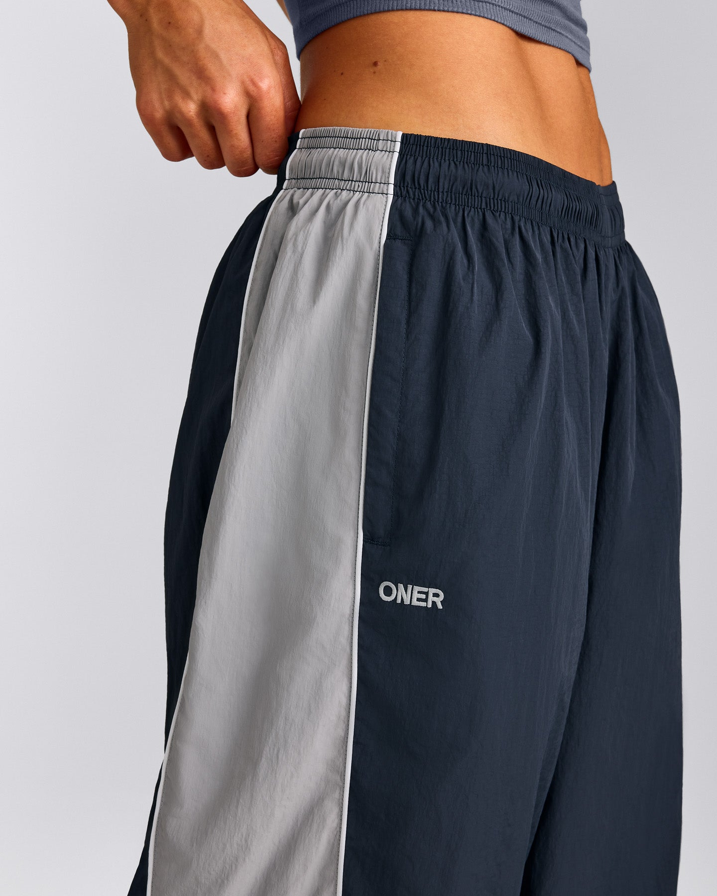 Oversized Contrast Piped Woven Straight Leg Track Bottoms | True Blue