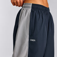 Oversized Contrast Piped Woven Straight Leg Track Bottoms | True Blue