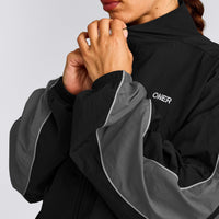 Oversized Contrast Piped Woven Track Jacket | Black
