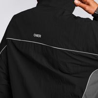 Oversized Contrast Piped Woven Track Jacket | Black