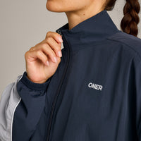 Oversized Contrast Piped Woven Track Jacket | True Blue