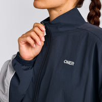 Oversized Contrast Piped Woven Track Jacket | True Blue