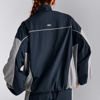 Oversized Contrast Piped Woven Track Jacket | True Blue