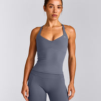 UnifiedMove™ T Back Mid Vest with Built in Bra Shelf New Branding | Granite Blue